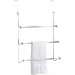 EONLION 3-Tier Over Door Towel Rail Holder Chrome in Silver - thumbnail 4