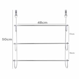 EONLION 3-Tier Over Door Towel Rail Holder Chrome in Silver - thumbnail 2