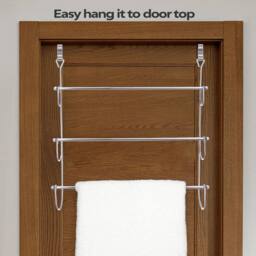 EONLION 3-Tier Over Door Towel Rail Holder Chrome in Silver