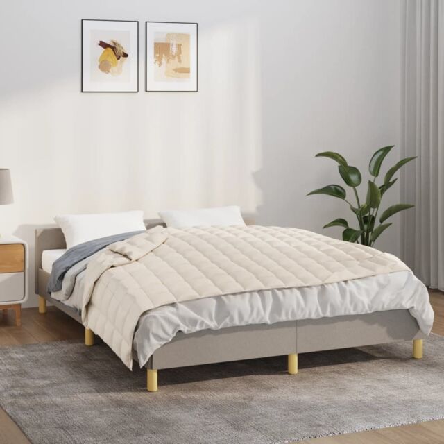 Berkfield Home Weighted Blanket Light Cream 138x200 cm Single 6 kg Fabric - image 1
