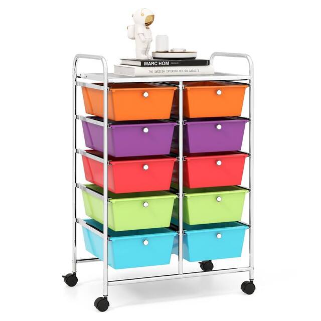 Costway 10 Drawers Storage Trolley Mobile Rolling Utility Cart Home Office Organizer - image 1