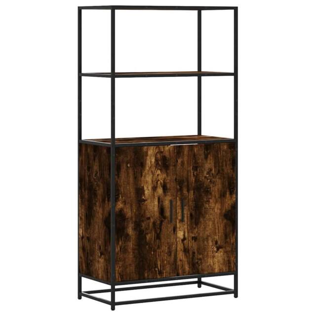 Berkfield Home Highboard Smoked Oak 68x35x139 cm Engineered Wood & Metal in Brown - Size: 68 x 35 x 139 cm - image 1