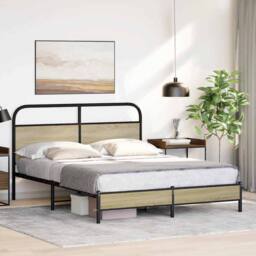 Berkfield Home Bed Frame without Mattress 160x200 cm Sonoma Oak Engineered Wood in Light Oak - thumbnail 4