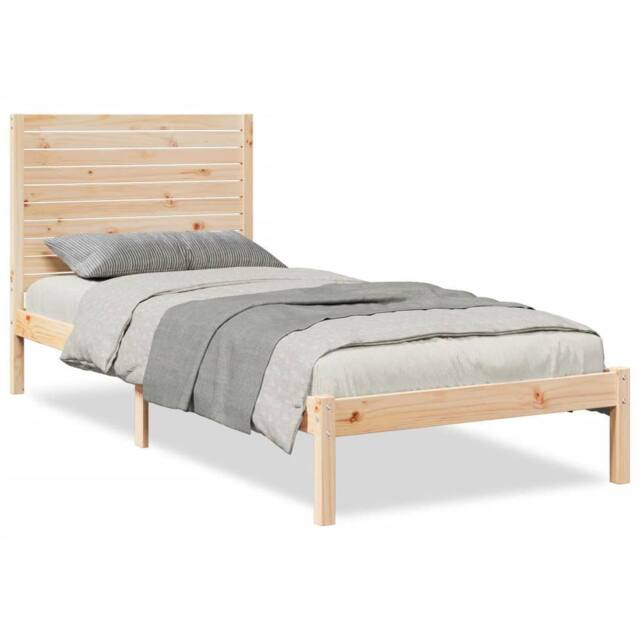 Berkfield Home Extra Long Bed Frame without Mattress 90x210 cm Solid Wood in Natural - image 1