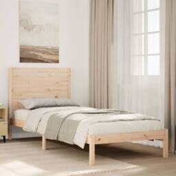 Berkfield Home Extra Long Bed Frame without Mattress 90x210 cm Solid Wood in Natural - thumbnail 2