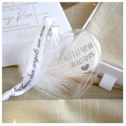 Amaya Rose Ltd WITH YOU ALWAYS In Memory of Feather Heart Bauble Gift Boxed in Clear - thumbnail 4
