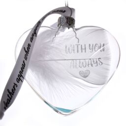 Amaya Rose Ltd WITH YOU ALWAYS In Memory of Feather Heart Bauble Gift Boxed in Clear - thumbnail 3