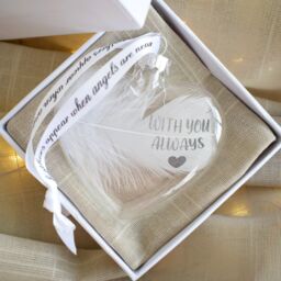Amaya Rose Ltd WITH YOU ALWAYS In Memory of Feather Heart Bauble Gift Boxed in Clear - thumbnail 5