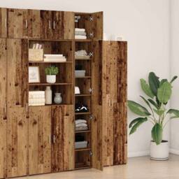 Berkfield Home Slim Storage Cabinet Old Wood 30x42.5x225 cm Engineered Wood in Brown - thumbnail 4