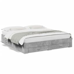 Berkfield Home Bed Frame with Drawers without Mattress Concrete Grey 180x200 cm Super King - thumbnail 2