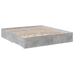Berkfield Home Bed Frame with Drawers without Mattress Concrete Grey 180x200 cm Super King - thumbnail 6