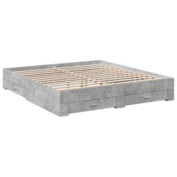 Berkfield Home Bed Frame with Drawers without Mattress Concrete Grey 180x200 cm Super King - thumbnail 3