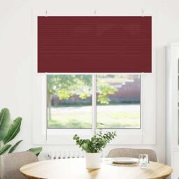 Berkfield Home Pleated Blind Bordeaux Red 120x100 cm Fabric Width 119.4 cm Polyester - thumbnail 2