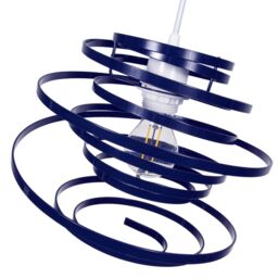 Happy Homewares Gloss Metal Double Ribbon Spiral Swirl Ceiling Light Pendant in Midnight - thumbnail 2