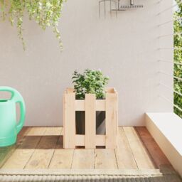 Berkfield Home Garden Planter with Fence Design 30x30x30 cm Solid Wood Pine in Brown - Size: 30 x 30 x 30 cm