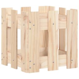 Berkfield Home Garden Planter with Fence Design 30x30x30 cm Solid Wood Pine in Brown - Size: 30 x 30 x 30 cm - thumbnail 4