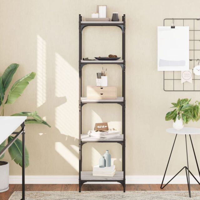 Berkfield Home Bookcase 5-Tier Grey Sonoma 40x30x154 cm Engineered Wood - Size: 40 x 30 x 154 cm - image 1