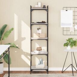 Berkfield Home Bookcase 5-Tier Grey Sonoma 40x30x154 cm Engineered Wood - Size: 40 x 30 x 154 cm - thumbnail 1