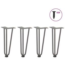 Berkfield Home Hairpin Table Legs 4 pcs Natural Steel 30 cm Solid Steel in Grey - thumbnail 2