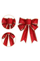Living and Home 10Pcs Christmas Bows Ribbon Bowknot Christmas Tree Ornaments in Red - thumbnail 3