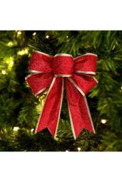 Living and Home 10Pcs Christmas Bows Ribbon Bowknot Christmas Tree Ornaments in Red - thumbnail 2