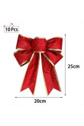 Living and Home 10Pcs Christmas Bows Ribbon Bowknot Christmas Tree Ornaments in Red - thumbnail 4
