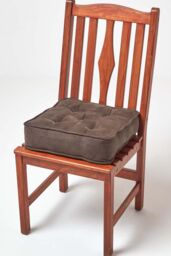 Homescapes Faux Suede Dining Chair Booster Cushion in Chocolate - Size: 40 cm x 40 cm - thumbnail 6