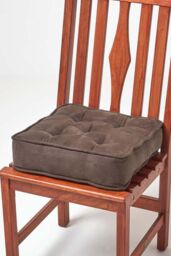 Homescapes Faux Suede Dining Chair Booster Cushion in Chocolate - Size: 40 cm x 40 cm