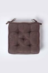 Homescapes Faux Suede Dining Chair Booster Cushion in Chocolate - Size: 40 cm x 40 cm - thumbnail 3