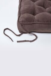 Homescapes Faux Suede Dining Chair Booster Cushion in Chocolate - Size: 40 cm x 40 cm - thumbnail 4