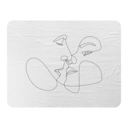 Benjamin Tate Design couple kiss in line art Designer Blanket in Natural - Size: 120 cm x 150 cm - thumbnail 1