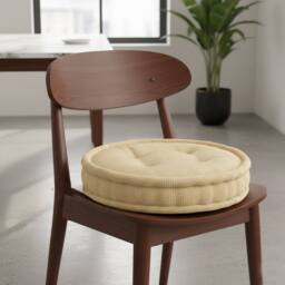 Snug City Teddy Fabric Round Booster Cushion Soft Seat Riser Pad Dining Chair in Beige - Size: 45 cm x 45 cm - thumbnail 1