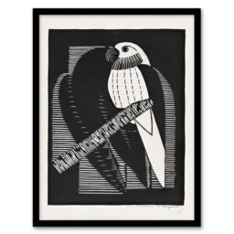 Artery8 Samuel J De Mesquita Framed Wall Art Print Stylised Parakeet Birds in Black - Size: A4 - thumbnail 1