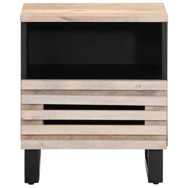 Berkfield Home Beautiful Bedside Cabinet 40x33x46 cm Solid Wood Bleached Mango in Light Tan - Size: 40 x 33 x 46 cm - image 1