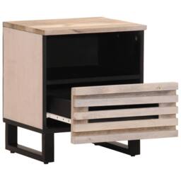 Berkfield Home Beautiful Bedside Cabinet 40x33x46 cm Solid Wood Bleached Mango in Light Tan - Size: 40 x 33 x 46 cm - thumbnail 3