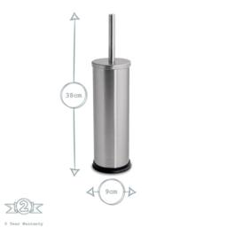 Harbour Housewares 2x Round Toilet Brushes with Holder - Non Slip Cleaning Brush Set in Metallic Silver - thumbnail 3