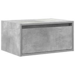 Berkfield Home Wall-mounted Bedside Cabinet with LED Lights Concrete Grey - thumbnail 4