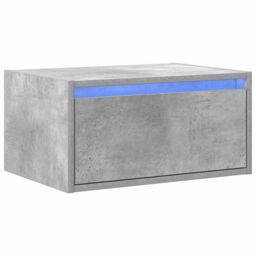 Berkfield Home Wall-mounted Bedside Cabinet with LED Lights Concrete Grey - thumbnail 3