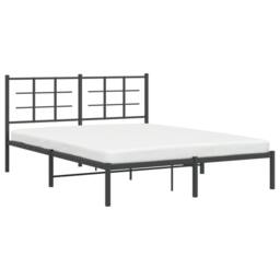 Berkfield Home Metal Bed Frame without Mattress with Headboard Black 160x200cm - Size: 160x200 cm - thumbnail 4