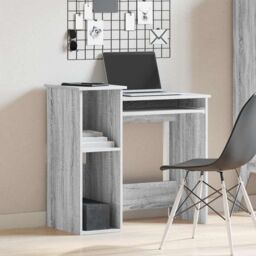 Berkfield Home Desk with Shelves Grey Sonoma 84x40x78 cm Engineered Wood - Size: 84 x 40 x 78 cm - thumbnail 3
