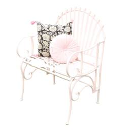 Melody Maison Ornate Pink Metal Painted Garden Chair 62cm in Light Pink