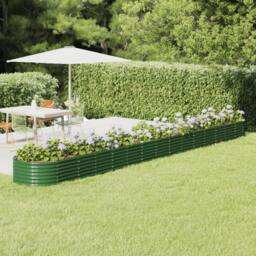 Berkfield Home Garden Raised Bed Powder-coated Steel 620x80x36 cm Green - Size: 620 x 80 x 36 cm - thumbnail 2