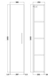 Balterley 300 mm Tall Wall Hung Unit, Satin Green Finish - thumbnail 2