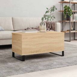 Berkfield Home Modern Coffee Table Sonoma Oak 90x44.5x45 cm Engineered Wood in Light Brown - thumbnail 2