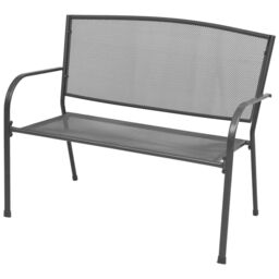 Berkfield Home Garden Bench 108 cm Steel & Mesh Anthracite in Black - thumbnail 1