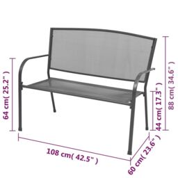 Berkfield Home Garden Bench 108 cm Steel & Mesh Anthracite in Black - thumbnail 6