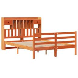 Berkfield Home Bookcase Bed without Mattress Wax Brown 160x200cm Solid Wood Pine - Size: 160x200 cm - thumbnail 3