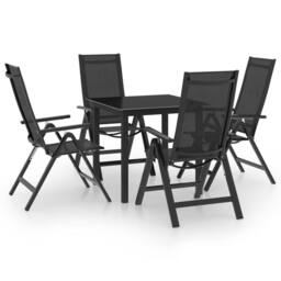 Berkfield Home Soft 5 Piece Garden Dining Set Aluminium Anthracite in Black - thumbnail 2