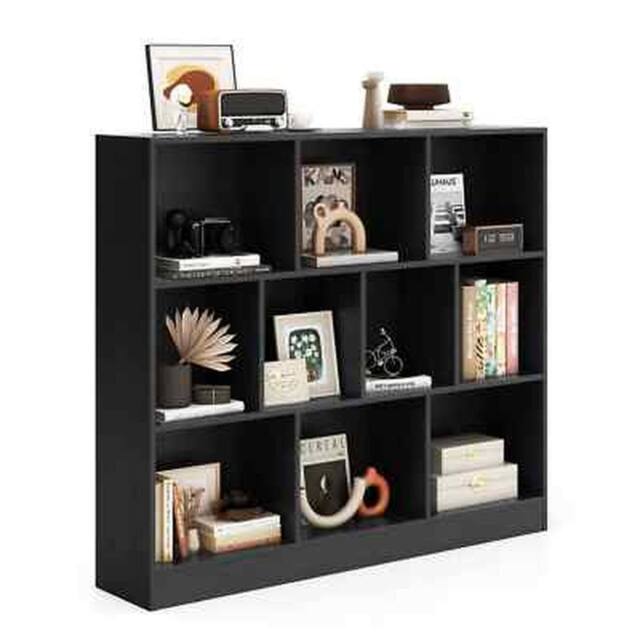 NESTLUNE 120 CM Wood Display Shelf Living in Black - Size: 100 cm x 15 cm - image 1