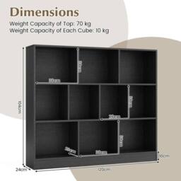 NESTLUNE 120 CM Wood Display Shelf Living in Black - Size: 100 cm x 15 cm - thumbnail 2